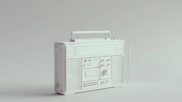 White Boombox Muzyka Głośniki Stereo Vintage Hip Hop Getto Blaster — Zdjęcie stockowe