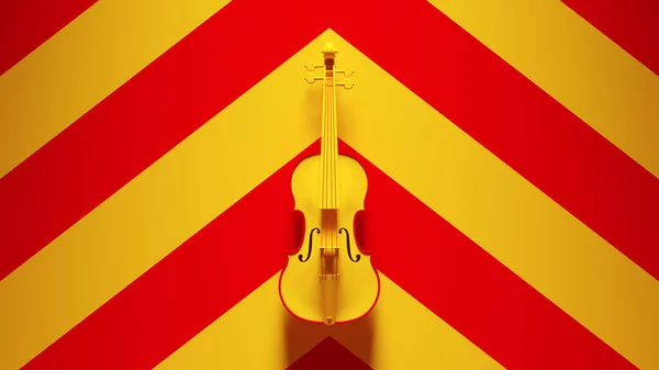 Violon Rouge Jaune Avec Fond Chevron Jaune Rouge Illustration — Photo