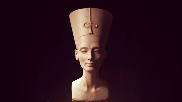 Nefertiti African Queen古埃及妇女年轻公主前视图3D插图渲染 — 图库照片