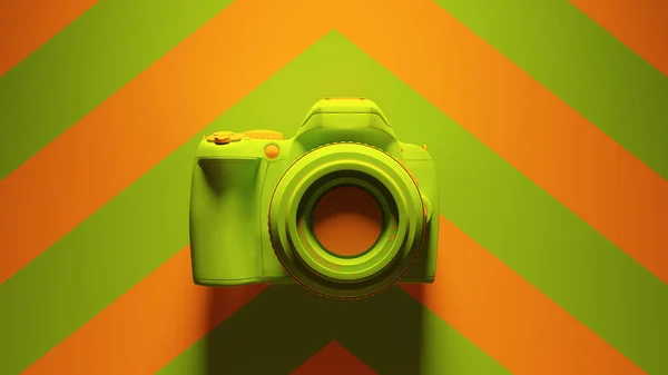 Zielony Pomarańczowy Dlsr Kamera Zielony Pomarańczowy Szewron Tło Ilustracja Renderować — Zdjęcie stockowe