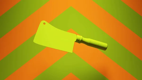 Zelený Sekací Nůž Sekáček Zeleným Oranžový Symbol Vzor Pozadí Ilustrace — Stock fotografie