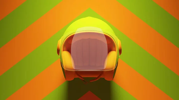 Zelená Oranžová Motocykl Retro Přilba Otevřená Obličejová Bezpečnostní Ochrana Zelenou — Stock fotografie