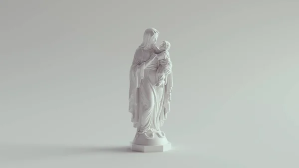 圣母玛利亚幼儿耶稣雕像大理石艺术 基督雕塑3D图解 — 图库照片