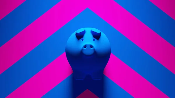 Blue Piggy Bank Savings Symbol Traditional Finance Money Deposit Pink — Stock Photo, Image
