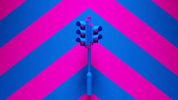 Blue Pink Highway Traffic Light Street Crossing Stoplight Sinais Ilustração — Fotografia de Stock