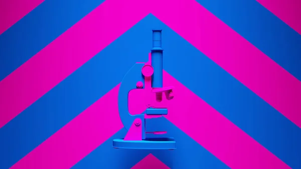 ブルーピンクディスプレイ顕微鏡技術レトロ電子ビジネスボタンキーピンクとブルーシェブロン背景3Dイラストレンダリング — ストック写真