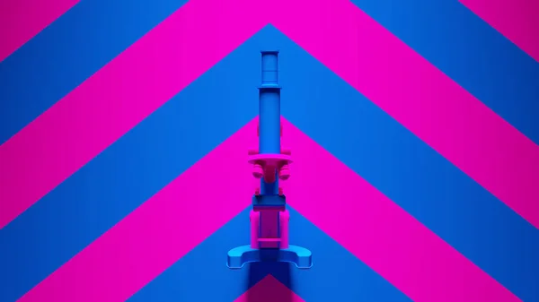 蓝色粉红显示显微镜技术复古电子商务按钮键与粉红蓝色雪佛龙背景3D插图渲染 — 图库照片