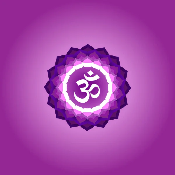 Sahasrara renkli sembol. Çakra mor, izole nesne, afiş, poster. Yoga mantrası, enerji kavramı. Vektör illüstrasyonu.