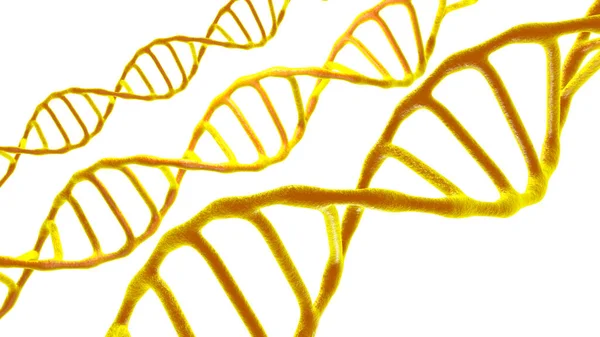 Visto Microscópio Eletrônico Moléculas Dna Amarelo Fundo Isolado Branco Biologia — Fotografia de Stock