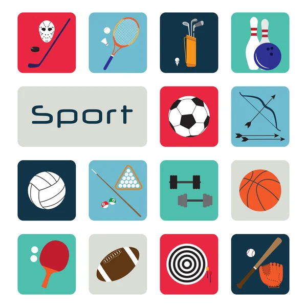 Set van sport pictogrammen in plat ontwerp — Stockvector