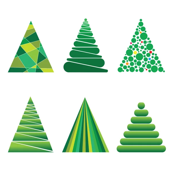 Weihnachtsbäume in geometrischen Formen. — Stockvektor