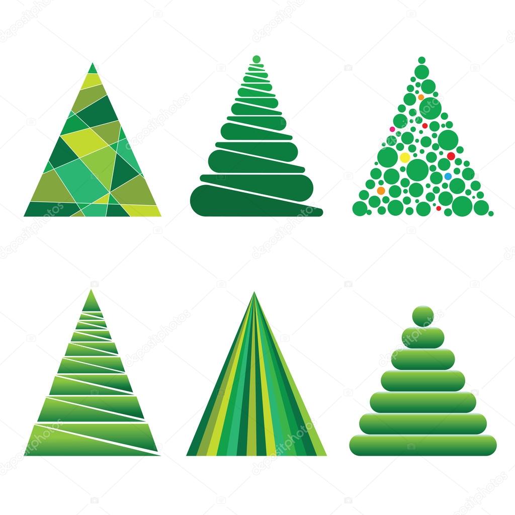 Christmas trees of geometric shapes.