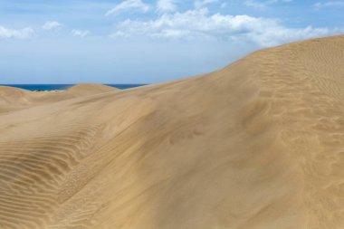 Maspalomların kum tepeleri, Büyük Kanarya Adaları, Kanarya Adaları, İspanya Sıcak bir yaz gününde.