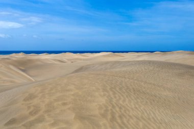 Maspalomların kum tepeleri, Büyük Kanarya Adaları, Kanarya Adaları, İspanya Sıcak bir yaz gününde.