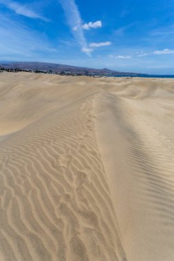 Maspalomların kum tepeleri, Büyük Kanarya Adaları, Kanarya Adaları, İspanya Sıcak bir yaz gününde.