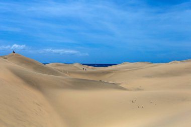 Maspalomların kum tepeleri, Büyük Kanarya Adaları, Kanarya Adaları, İspanya Sıcak bir yaz gününde.