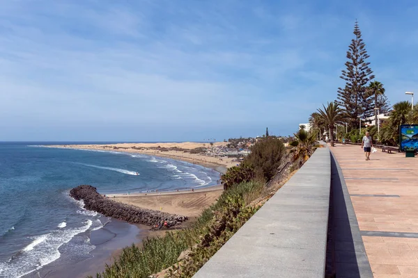 Stranden Maspalomas Playa Maspalomas Gran Canaria Kanarieöarna Spanien Varm Sommardag — Stockfoto