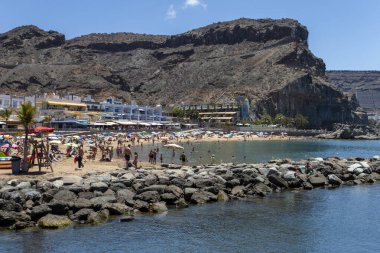 Puerto de Mogan plajı, Gran Kanaryası, Kanarya Adaları, İspanya