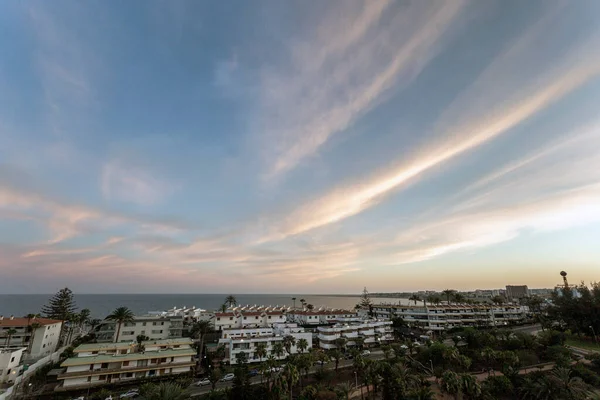 Noite Verão Gran Canaria Com Maspalomas Fundo Ilhas Canárias Espanha — Fotografia de Stock