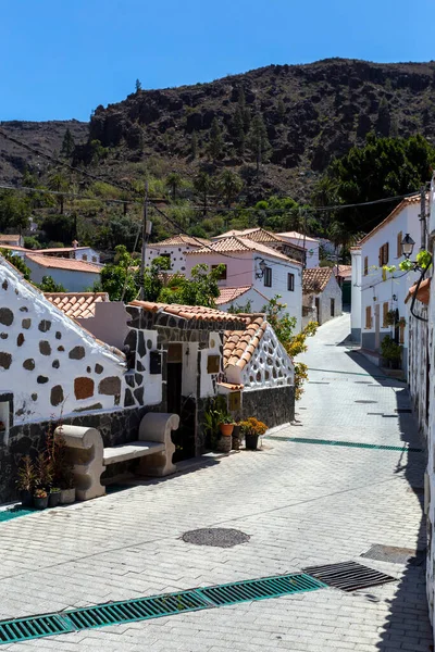 Casas Brancas Aldeia Fataga Gran Canaria Dia Ensolarado — Fotografia de Stock