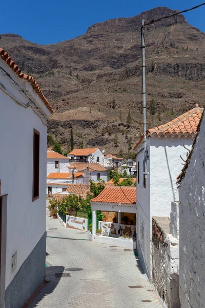 Bílé Domy Vesnice Fataga Gran Canaria Slunečného Dne — Stock fotografie