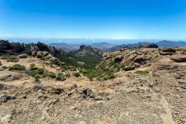 Gran Kanarya Dağları Roque Nublo 'nun kayalarından (Bulutlardaki Kaya)).