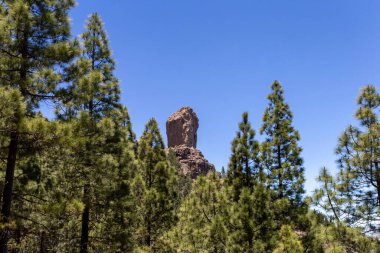 Gran Kanarya Dağları Roque Nublo 'nun kayalarından (Bulutlardaki Kaya)).