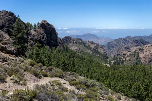 Montanhas Gran Canaria Vista Das Rochas Roque Nublo Rocha Nas — Fotografia de Stock