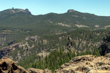 Gran Kanarya Dağları Roque Nublo 'nun kayalarından (Bulutlardaki Kaya)).
