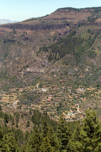 Pueblo Montaña Gran Canaria Vista Desde Las Rocas Roque Nublo — Foto de Stock