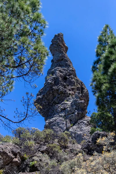 เขาของกรานคานาเร มมองจากห นของ Roque Nublo อคในเมฆ — ภาพถ่ายสต็อก