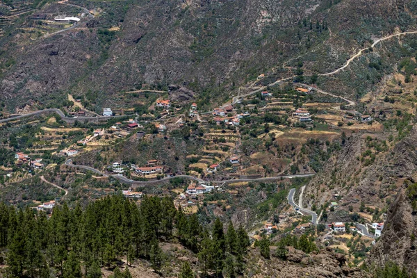 Ein Bergdorf Auf Gran Canaria Blick Von Den Felsen Des — Stockfoto