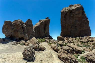 Gran Canaria, İspanya 'daki Roque Nublo (Bulutlardaki Kaya).