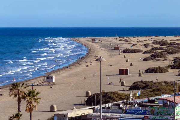 Playa Maspalomas Gran Canaria Con Las Dunas Arena Fondo — Foto de Stock