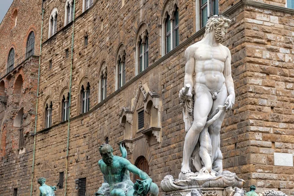 Fontana Del Nettuno Przed Palazzo Vecchio Piazza Della Signoria Florencji — Zdjęcie stockowe