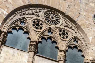İtalya, Floransa 'daki Piazza della Signoria' da Vecchio Sarayı.