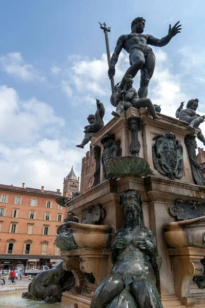 Fontänen Neptunus Italienska Fontana Nettuno Monumental Medborgerlig Fontän Belägen Torget — Stockfoto