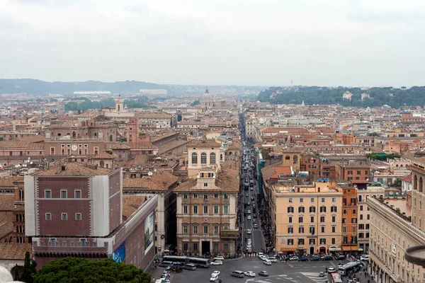 Krajina Říma Zamračený Letní Den Piazza Venezia Popředí — Stock fotografie