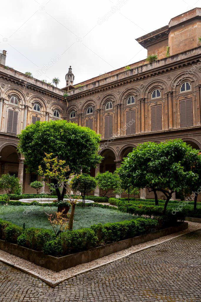 Courtyard of the Doria Pamphilj Gallery in Rome, Italy.