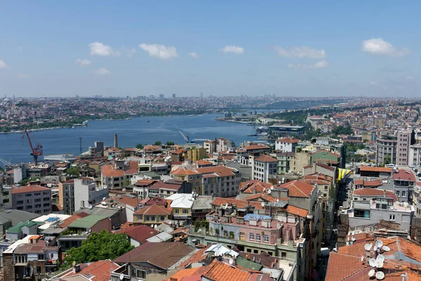 Pohled Město Istanbul Věže Galata Zlatým Rohem Pozadí — Stock fotografie