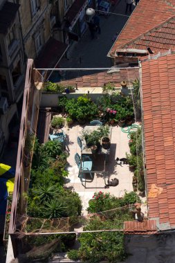 İstanbul 'da çatı terası Galata Kulesi' nden yaz manzaralı.