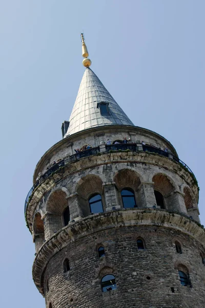 Wieża Galata Średniowieczna Kamienna Wieża Dzielnicy Galata Karakoy Stambule Turcja — Zdjęcie stockowe