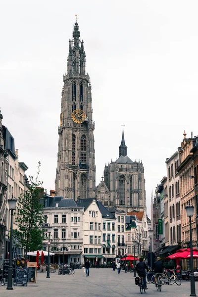 Antwerpen Belgien Juni 2013 Der Turm Der Liebfrauenkathedrale Antwerpen Einem — Stockfoto