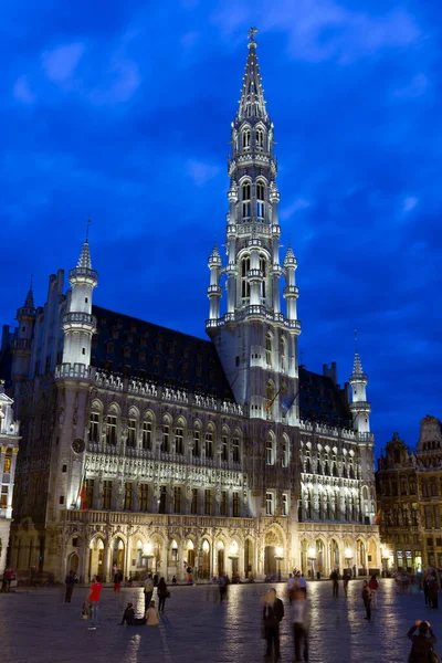 Grand Place Центральная Площадь Брюсселя Ратушей Летний Вечер Бельгии — стоковое фото