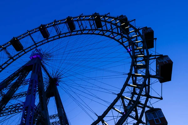 Grande Roue Dans Parc Attractions Prater Vienne Lors Une Soirée — Photo