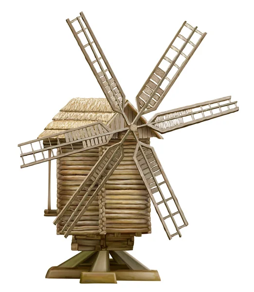 Moulin à vent en bois — Image vectorielle