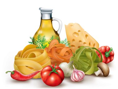 İtalyan makarna ve sebzeler