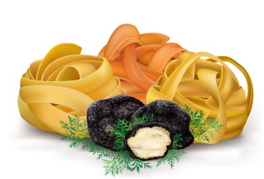 makarna tagliatelle ve siyah truffle