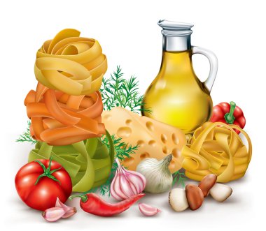 makarna tagliatelle ve sebze