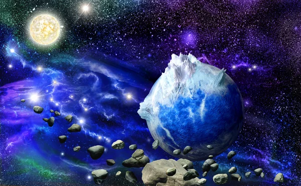 Astratto blu montagne pianeta — Foto Stock